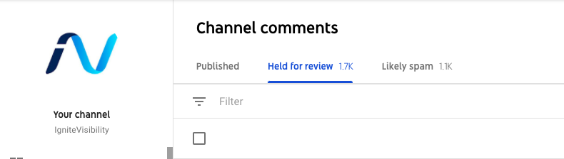 YouTube studio feature, monitor comments