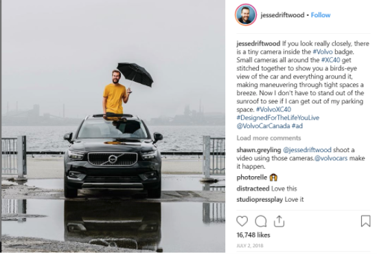 Driftwood, micro-influencer Instagram post