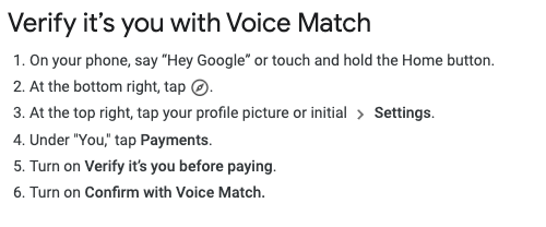 Google Voice Match Payments