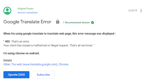 Does Google index chrome translation pages