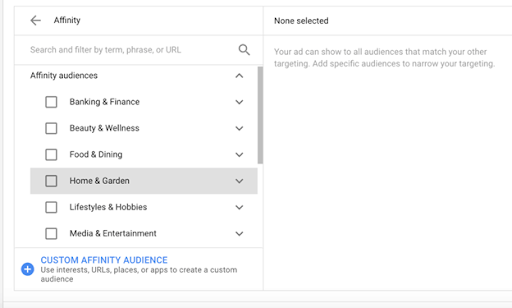 How to build custom affinity audiences in Google Ads
