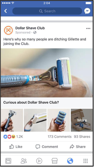 Dollar Shave Club example fb