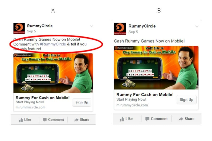 Rummy circle ad on fb