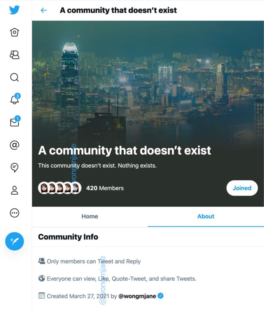 Twitter Community Page Example