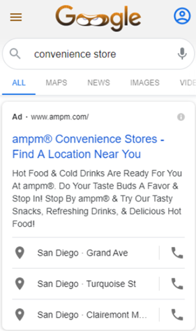 Google Ad Extensions Put to Work on SERP for Local Search