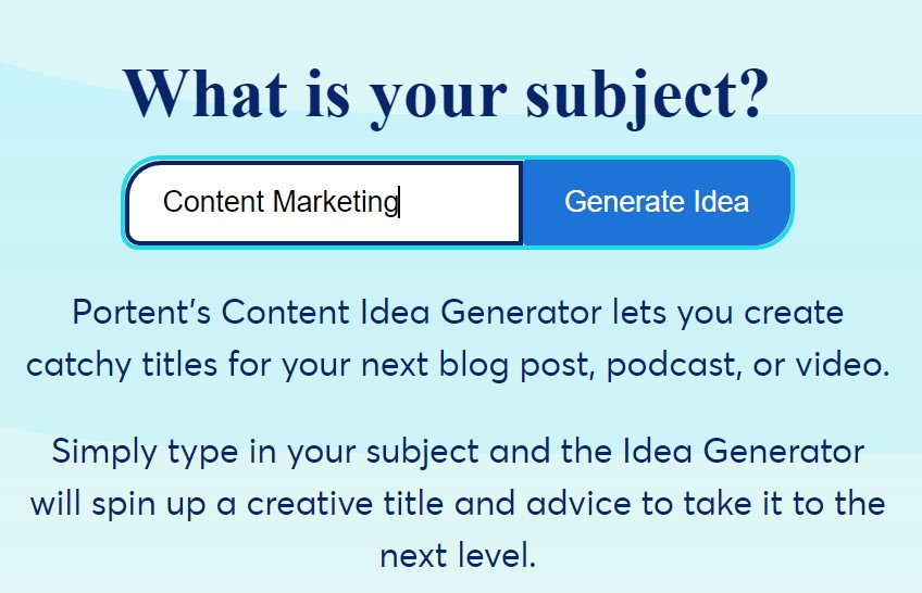 Portent's Content Idea Generator Tool