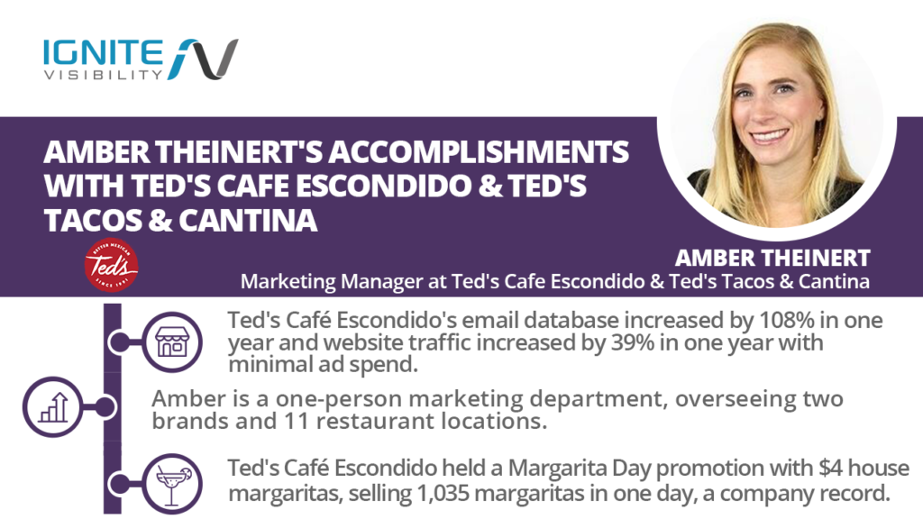 Amber Theinert's Accomplishments with Ted's Cafe Escondido & Ted's Tacos & Cantina