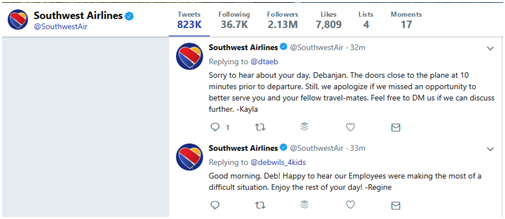 Southwest Airlines Twitter Page 