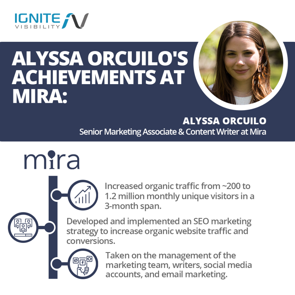 Alyssa Orcuilo's Achievements at Mira