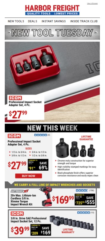 Harbor Freight Promotional Email