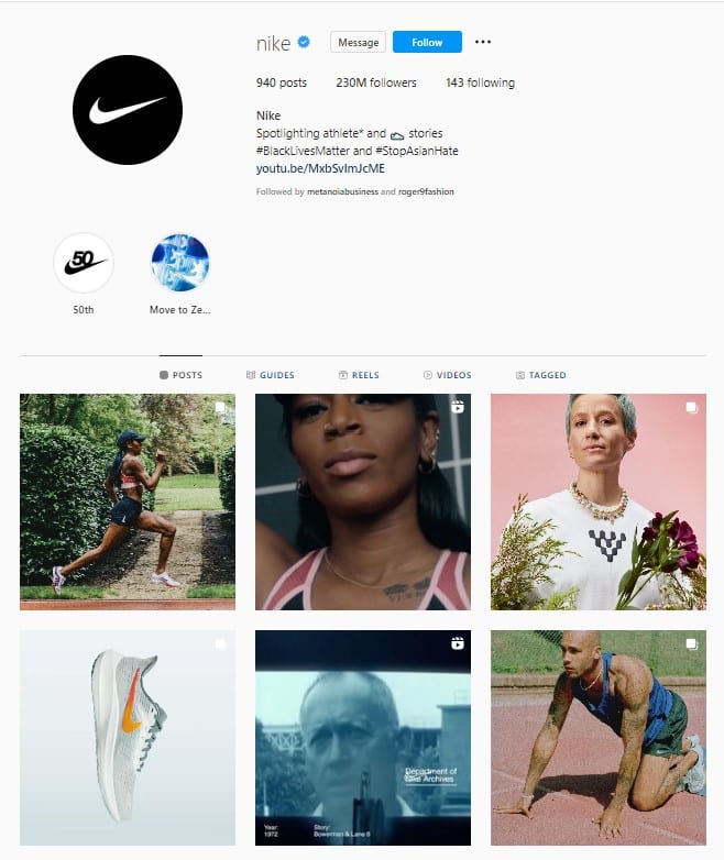 Nike Instagram Page