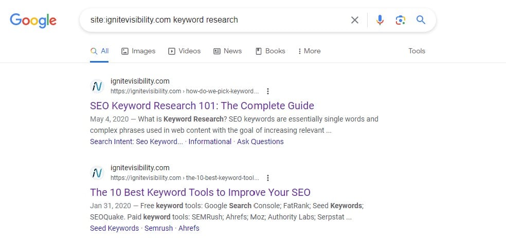 Example of Site Search