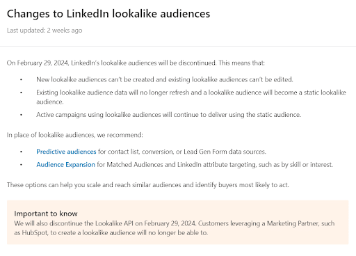 LinkedIn Gets Rid of Lookalike Audiences