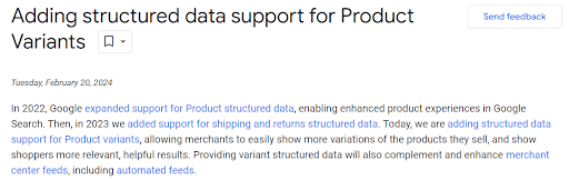 Newest Updates in Structured Data for Product Variants