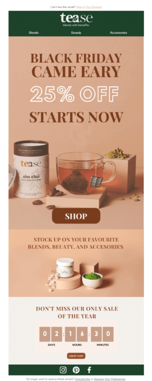 This-effective-BFCM-sale-email-includes-a-percentage-discount-a-Shop-button-and-a-countdown-to-generate-Fear-of-Missing-Out-FOMO