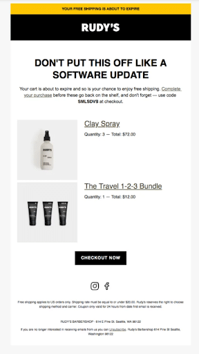 Abandoned-cart-email-from-Rudys