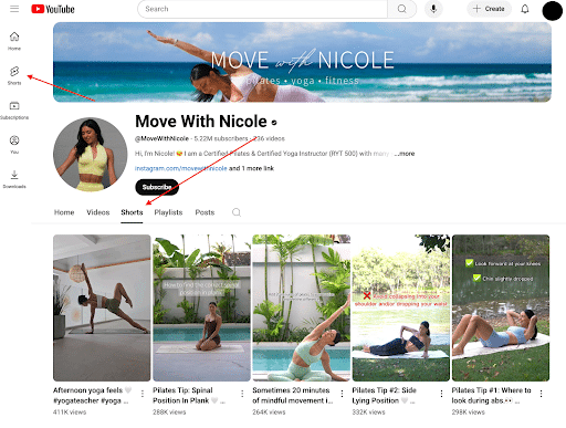 An-example-showing-the-Shorts-tab-in-the-main-menu-and-on-a-channel-homepage