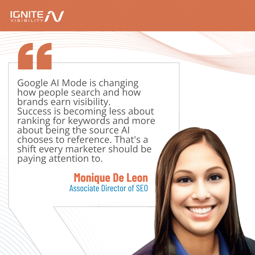 expert-quote-image-featuring-Monique-De-Leon-talking about-Google-AI-Mode-
