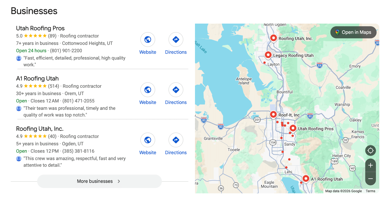 Examples-of-SEO-for-roofing-company-landing-in-the-Map-Pack