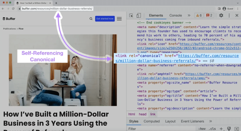 Self-referencing-URL-canonicalization